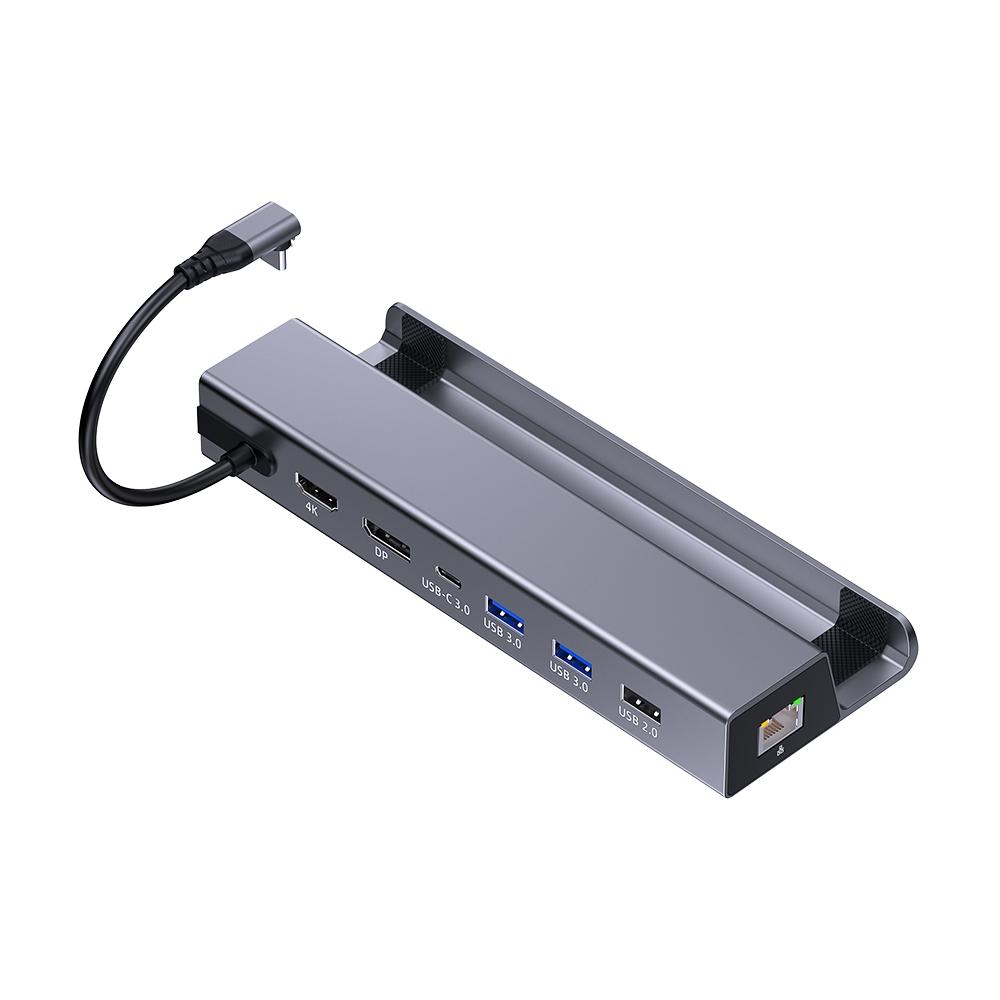 NÖRDIC 1 til 8 dokkingstasjon for Steam Deck 1xHDMI 4K60Hz, 1xDP 4K60Hz, 1xRJ45 GigaLAN, 1xUSB-C, 3xUSB-A, 1x USB-C PD