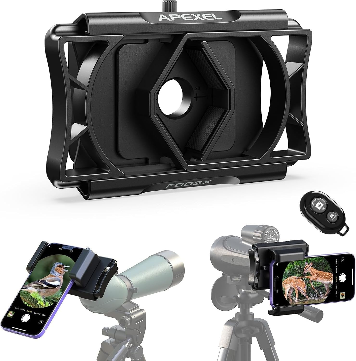 APEXEL Universell Mobiltelefon Mikroskopadapter med Fjernutløser og 360° Rotasjon