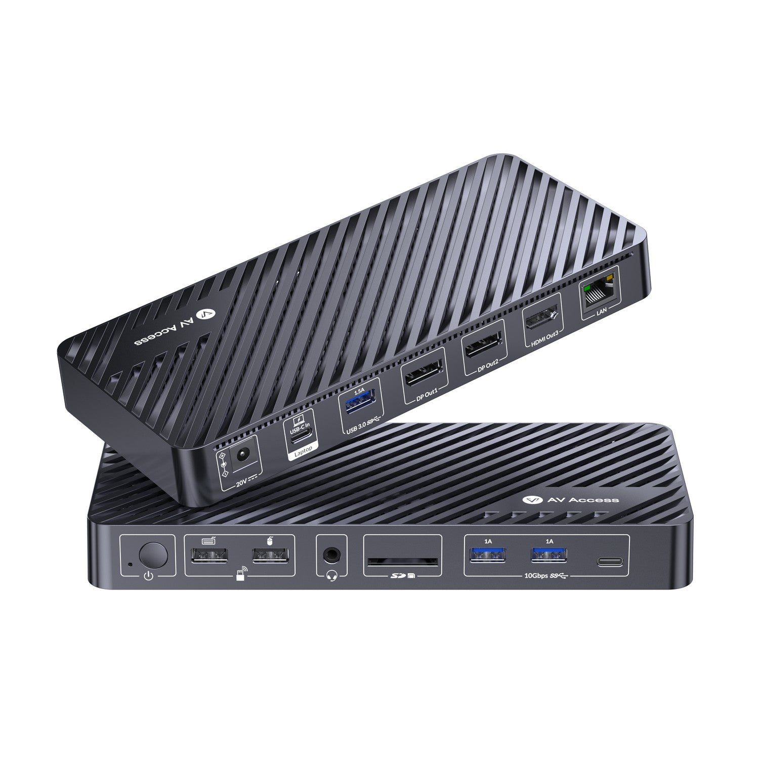 AV Access KD-S03 1 til 12 USB-C Dokkingstasjon med trippel skjerm 2xDP 1xHDMI 4K60Hz 2K 144Hz PD100W