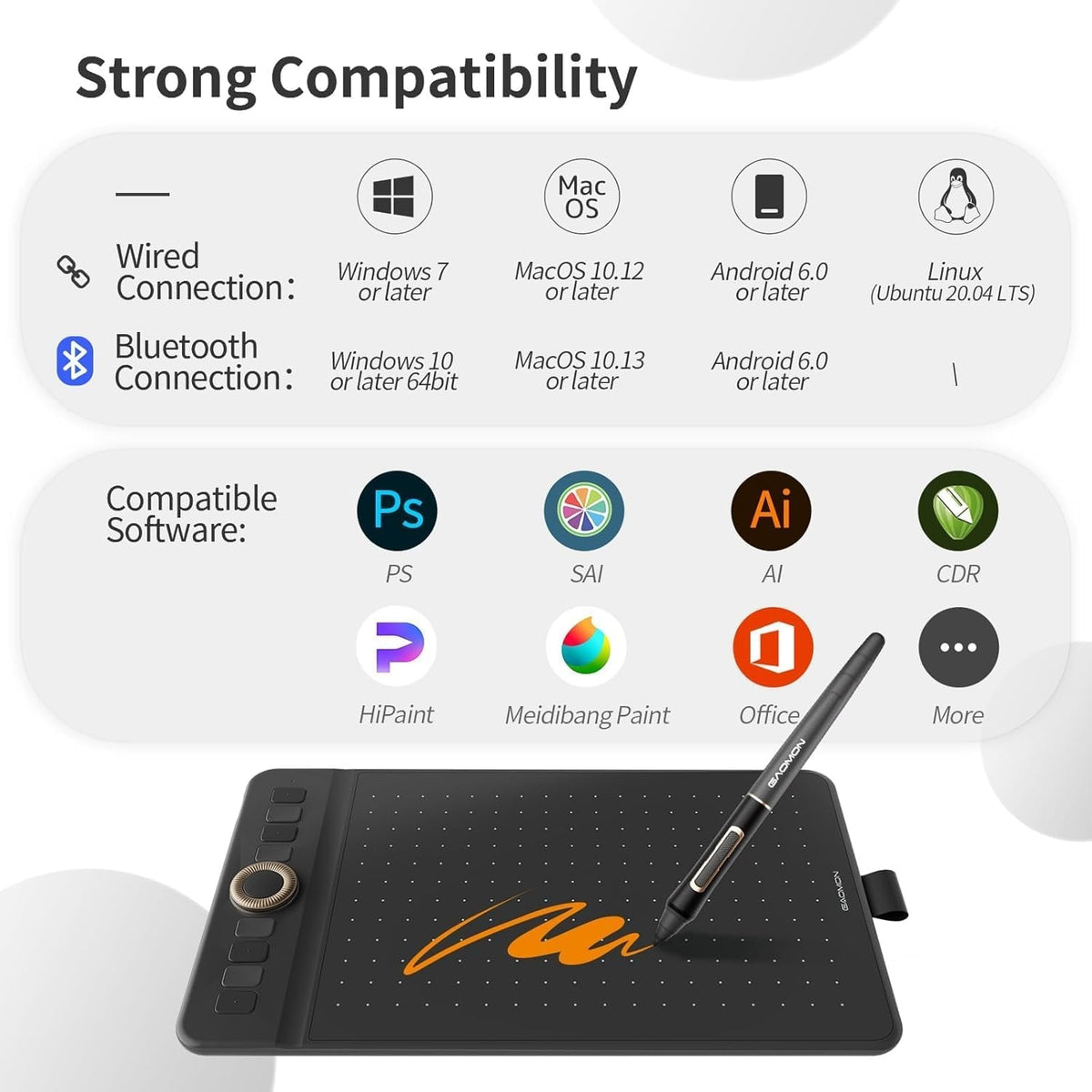 GAOMON WH851 Bluetooth-tegnebrett med 8 knapper
