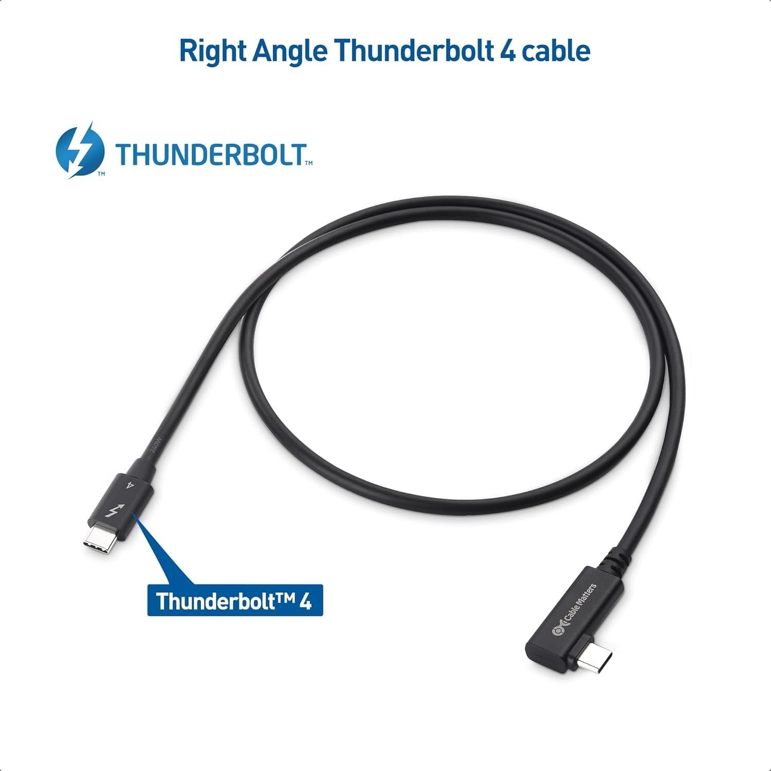 Cable Matters 80cm Intel-sertifisert vinklet Thunderbolt 4-kabel, 40Gbps, 8K, 240W, kompatibel med USB 4, Thunderbolt 3 og USB-C
