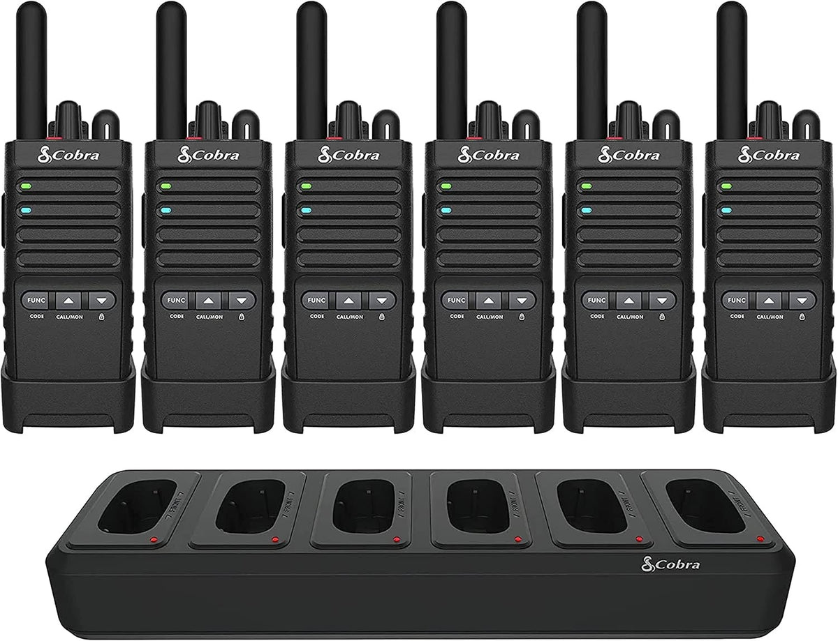 Cobra PX650-6 Profesjonelle Walkie Talkies 6-Pack, Oppladbare, PMR446, Bedriftsradioer, Støvtette og Sprutsikre (IP54)
