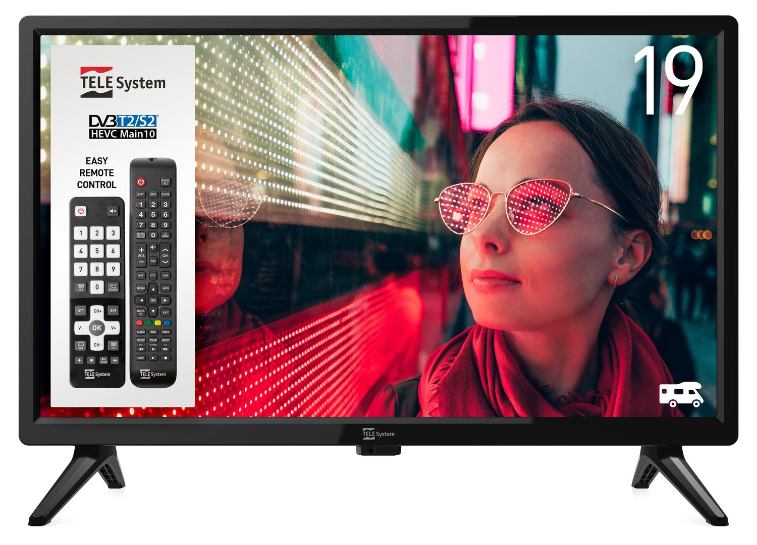 Full HD TV 19 tommer 12V DC 100-240V for båt, campingvogn, bobil DVB-T2 DVB-S2 VESA 100x100 PALCO 19LS13