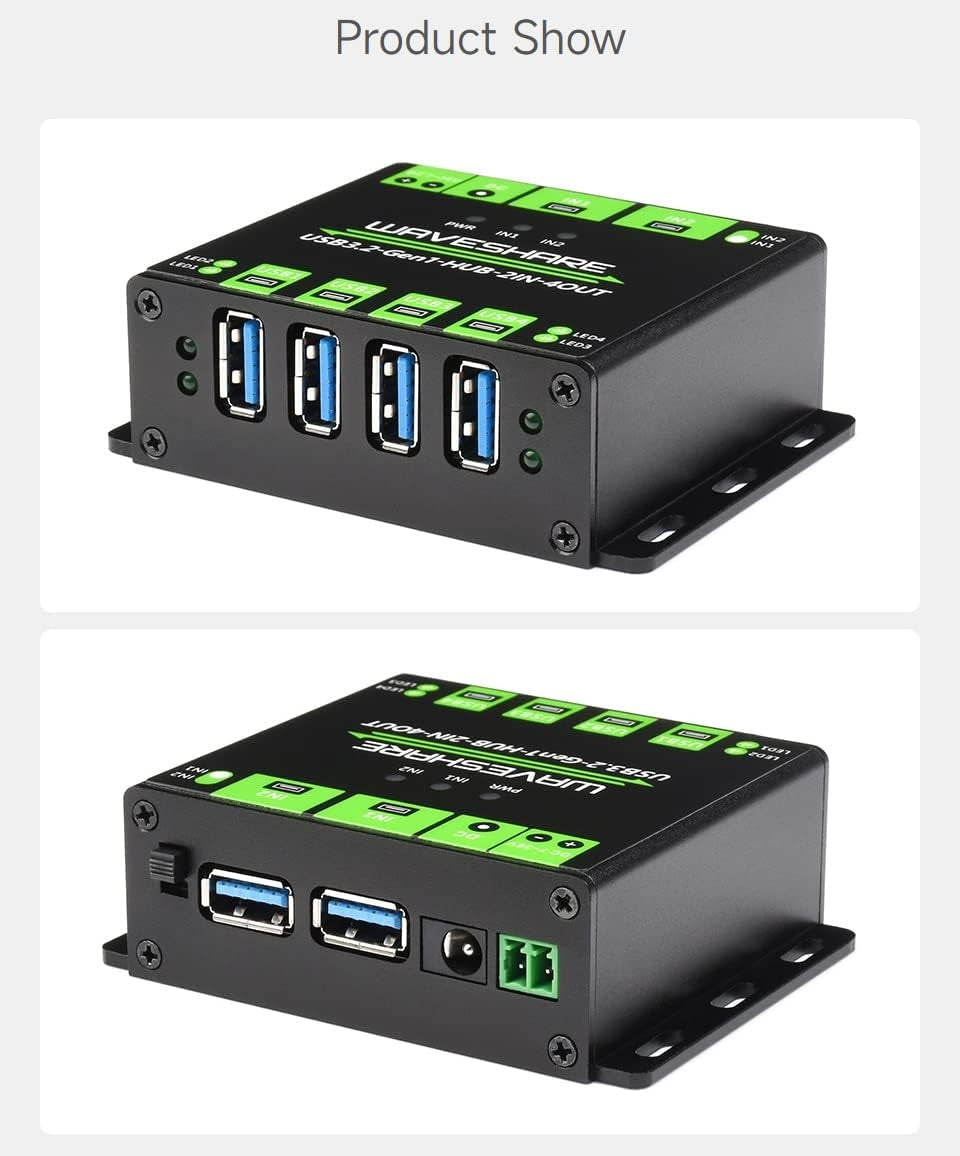 Industriell USB HUB for 2 datamaskiner til 4 USB 3.2-porter, vekslebar, monterbar, kompatibel med Windows Linux Mac