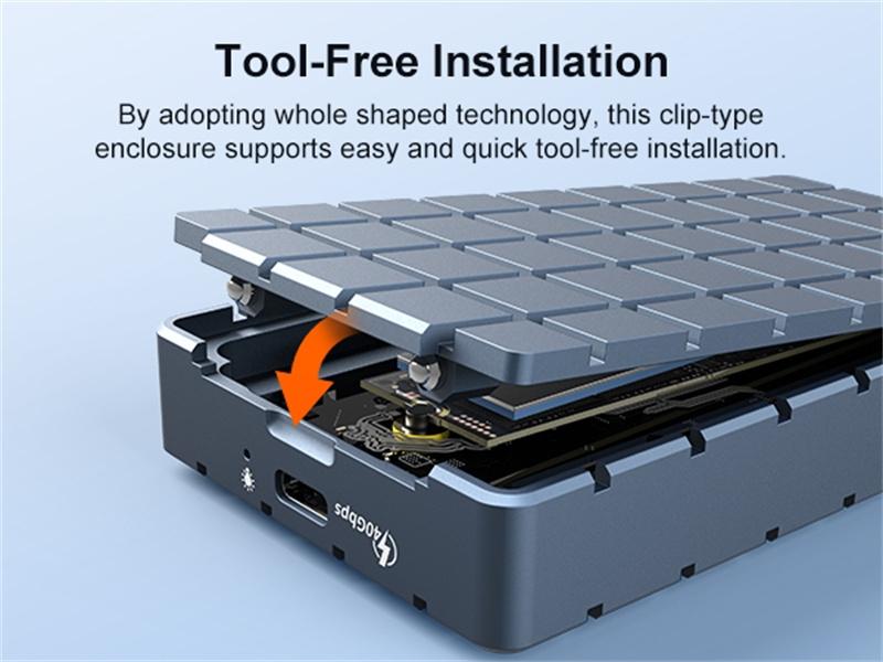 Maiwo USB4.0 NVME Eksternt skap 8TB M og B&M Key 2280