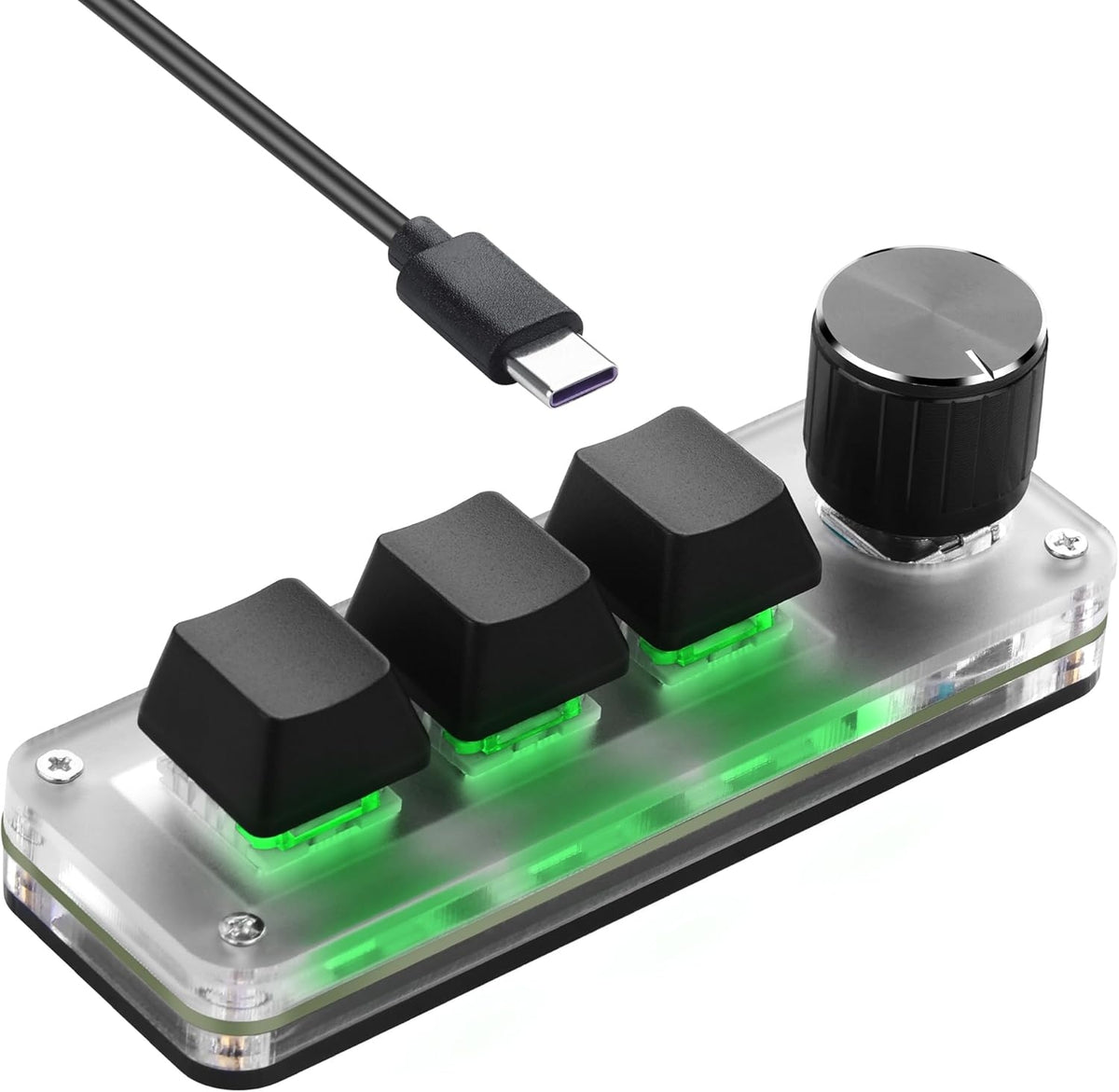 NÖRDIC Programmerbart Mini-tastatur, 3 Taster + 1 Multifunksjonsknapp, Mekanisk Gaming-tastatur med RGB, Kompatibelt med macOS/Windows