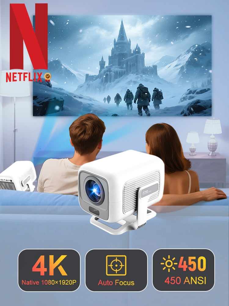 NÖRDIC 1080P Projektor Netflix-sertifisert 200 ANSI lumen 2.4/5G WiFi 6 støtte for iOS/Android
