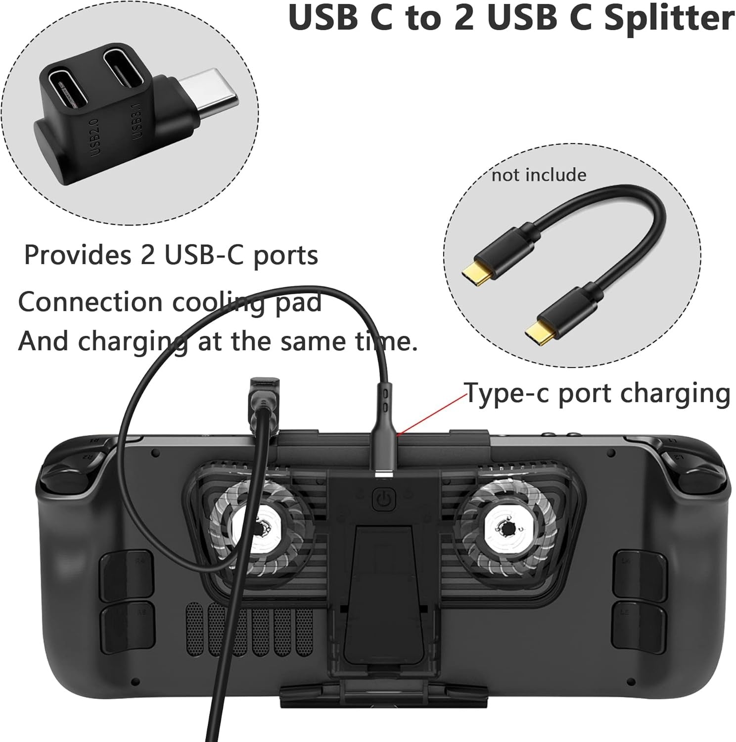 NÖRDIC USB-C 3.0 hann-til-hunn-adapter for data og lading 10 Gbps