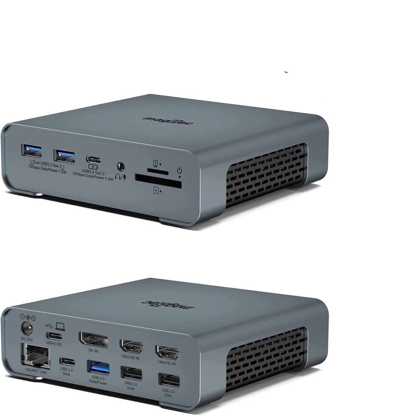 NÖRDIC 1 til 16 USB-C-dokkingstasjon trippelskjermer 2xHDMI 1xDP 4K60Hz 7xUSB 1xUSB-C PD65W 1xRJ45 1xAudio 1xSD 1xMicro SD Thunderbolt 3/4 USB4