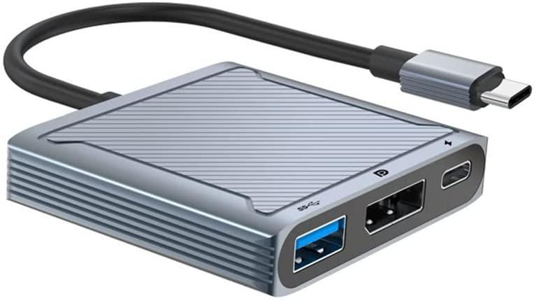 NÖRDIC 1 til 3 dokkingstasjon USBC til 1xDP 8K60Hz 1xUSBC 100W PD og 1xUSB-A 5Gbps