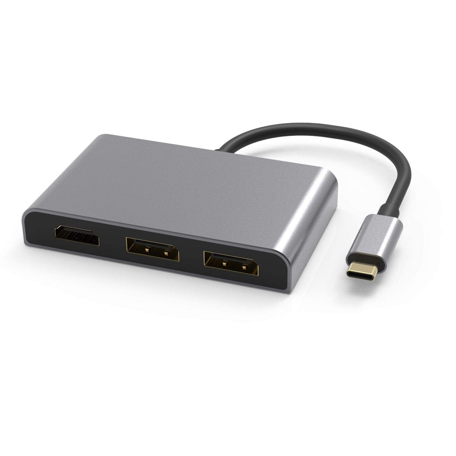 NÖRDIC 1 til 4 USB-C dokkingstasjon 3 skjermer 2xDP 4K60Hz, 1xHDMI 4K60Hz 1x USB-C PD100W