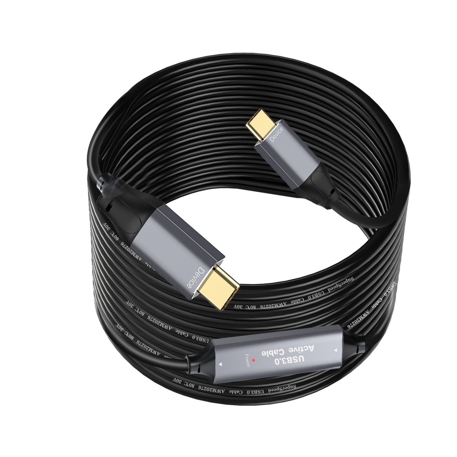 NÖRDIC 20m Aktiv USB 3.0 C til C-kabel, 5Gbps Super Speed USB-kabel