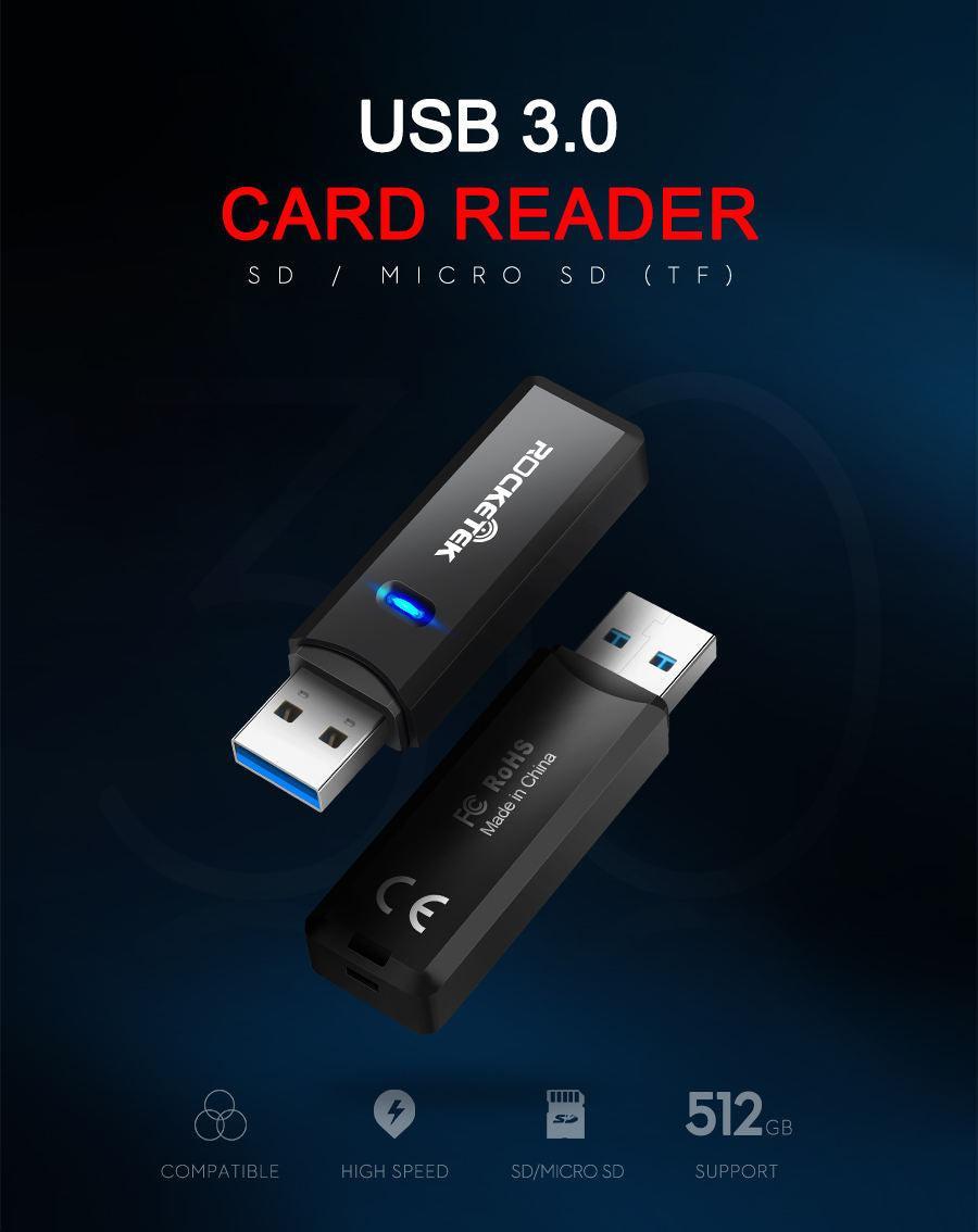 NÖRDIC 2in1 USB3.0 kortleser SD/MMC og MicroSD/TF 2TB 5Gbps UHS-I