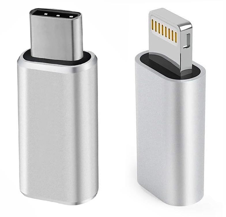 NÖRDIC 2 i 1 adaptersett USB C til lynet Kvinne og Lightning HA til USB C Ho (non-MFI) Aluminium Space Grey