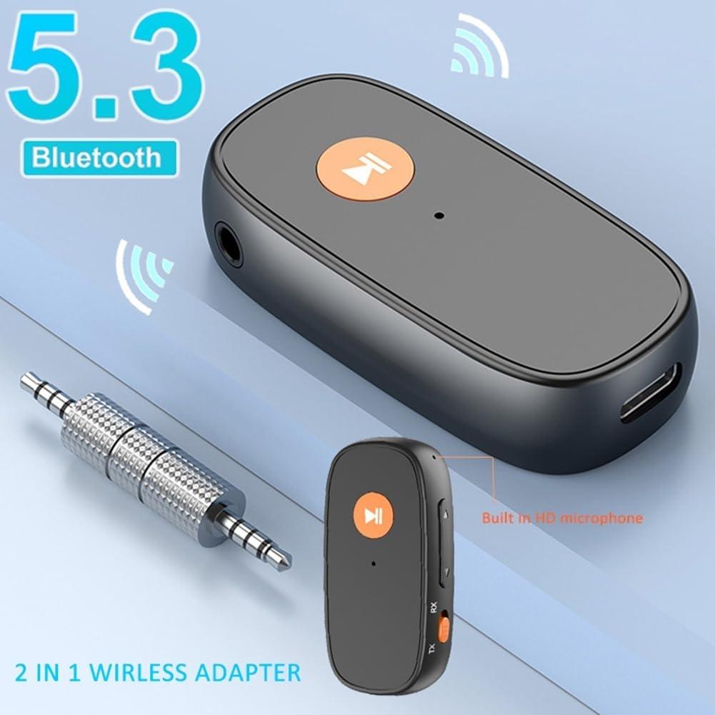 NÖRDIC 2-i-1 Bluetooth 5.3 Mottaker Sender Adapter 3.5mm Jack For Bil Musikk PC Lyd Aux Hodesett