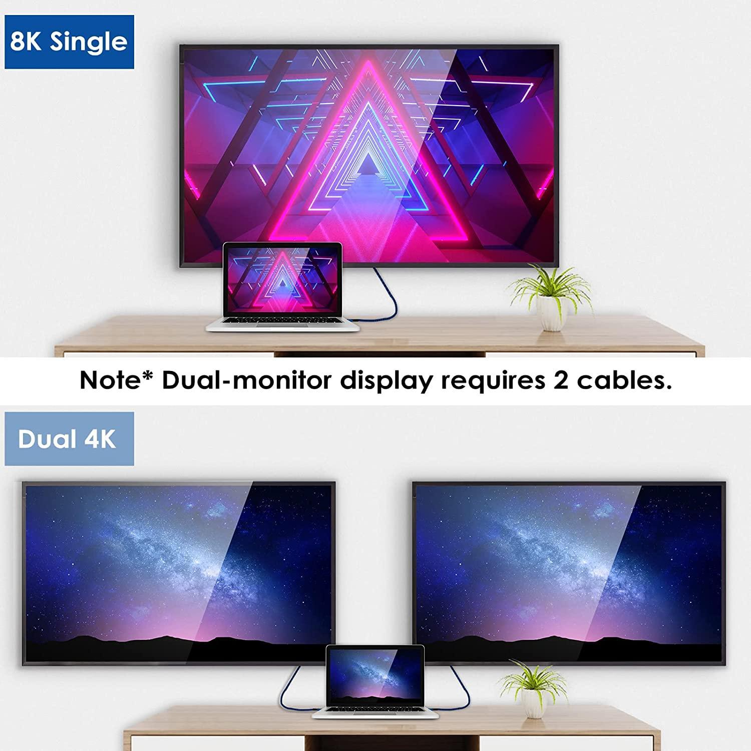 NÖRDIC 3m Thunderbolt 4 USB-C kabel 40Gbps 240W lader 8K video kompatibel med USB 4 og Thunderbolt 3