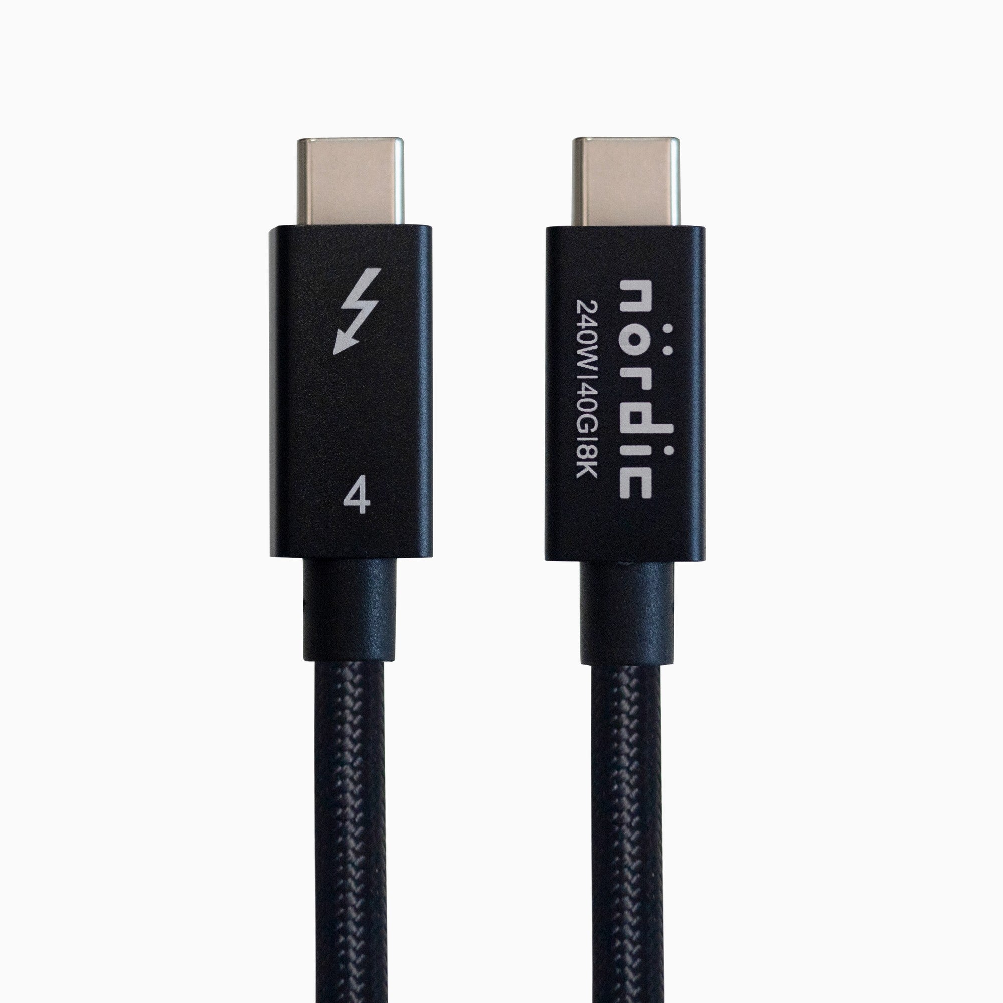 NÖRDIC 3m Thunderbolt 4 USB-C kabel 40Gbps 240W lader 8K video kompatibel med USB 4 og Thunderbolt 3