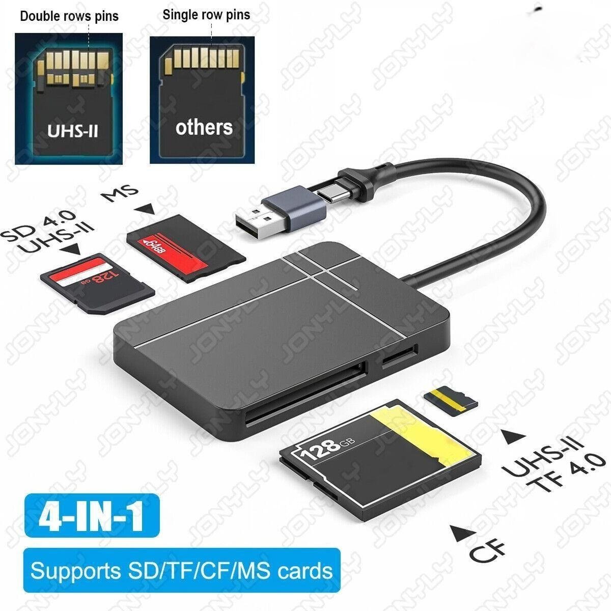 NÖRDIC USB-A 3.1, USB-C-kortleser 4 spor CF, SD 4.0, MicroSD 4.0, MS UHS-II