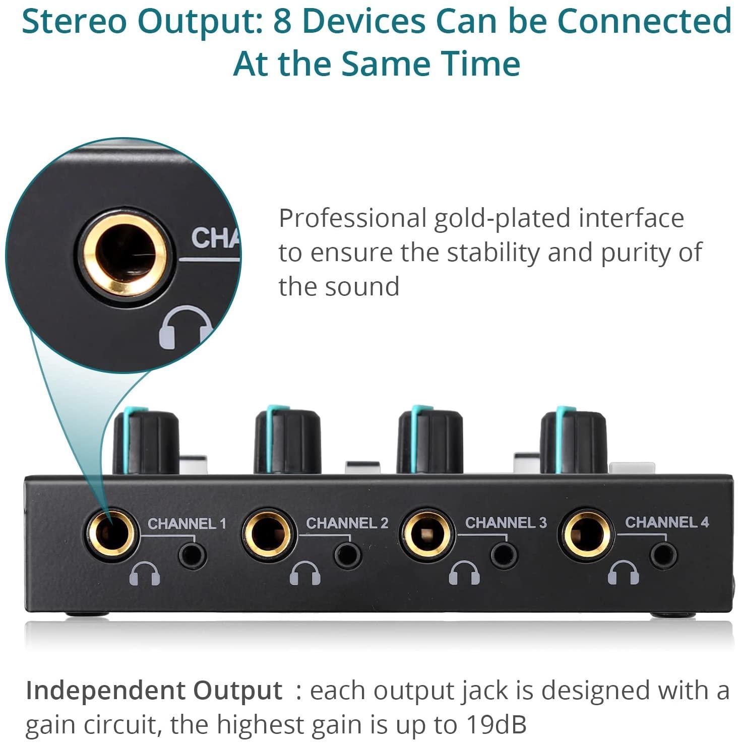 NÖRDIC 4-kanals hodetelefonforsterker 6,3 mm og 3,5 mm MICROAMP AMP-I4II