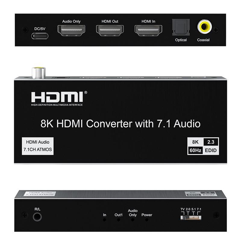 NÖRDIC 8K 60Hz HDMI 2.1 Extractor HDMI/S/PDIF/Koaksial/AUX