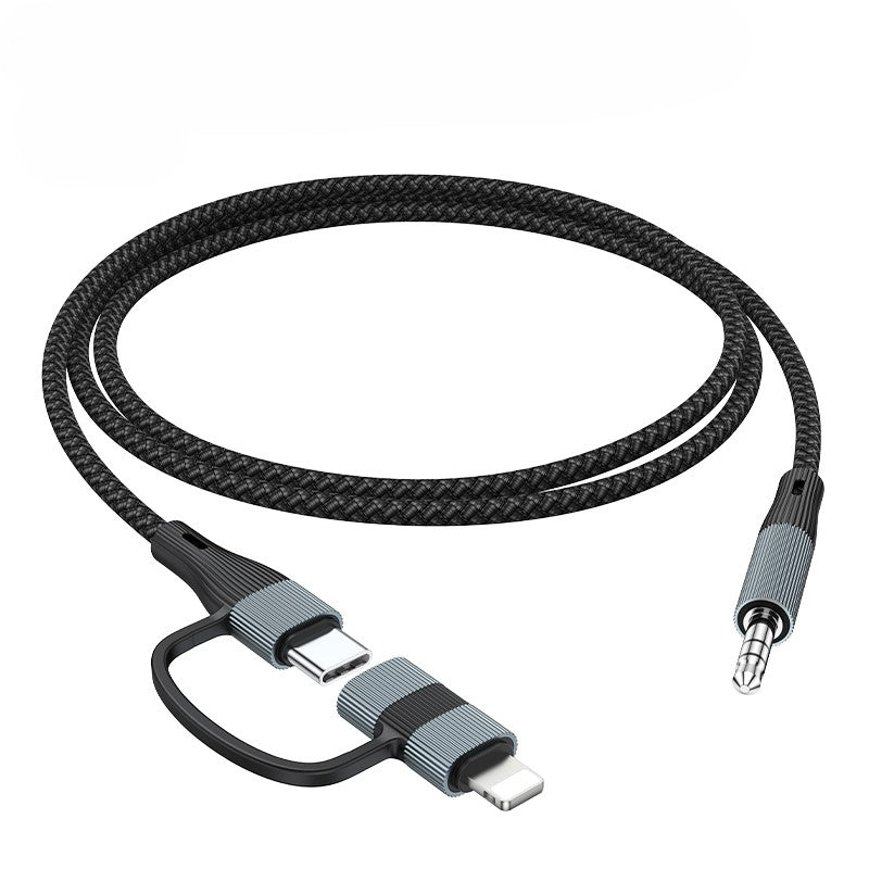 NÖRDIC Audio-adapter USB-C/Lightning til 3,5 mm stereo 13 cm
