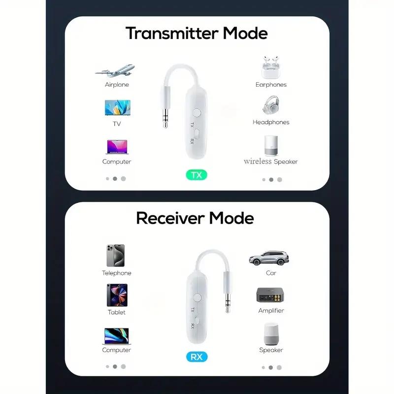 NÖRDIC Bluetooth 5.4-sender og mottaker for fly og TV, opptil 2 enheter, støtte for aptX LL, aptX Adaptive, aptX HD