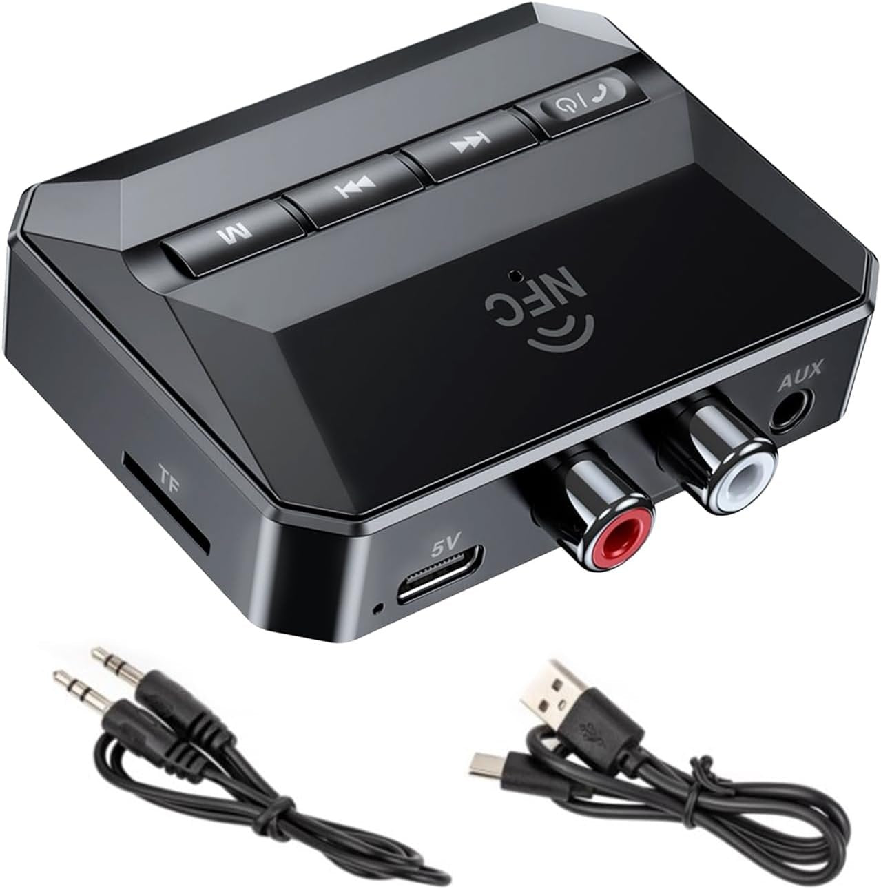 NÖRDIC Bluetooth Mottaker 5.3 RCA 3.5mm AUX med NFC MicroSD Kort USB Minne