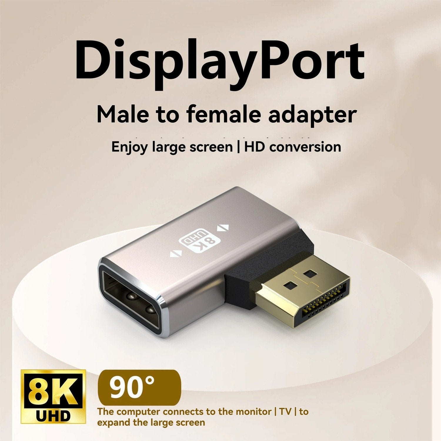 NÖRDIC Displayport-adapter hann til hunn 8K60Hz 4K144/120/60Hz