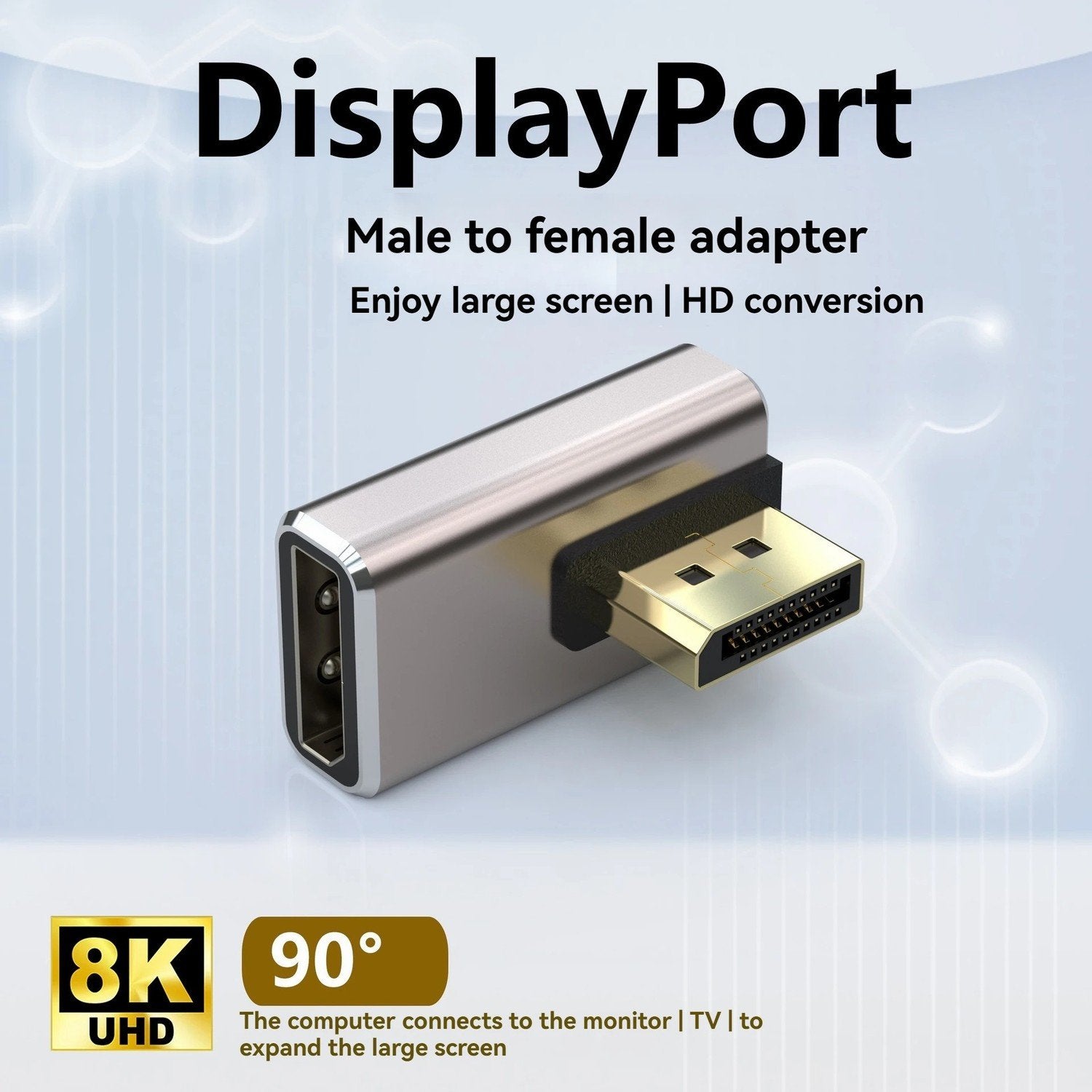 NÖRDIC Displayport-adapter hann til hunn 8K60Hz 4K144/120/60Hz
