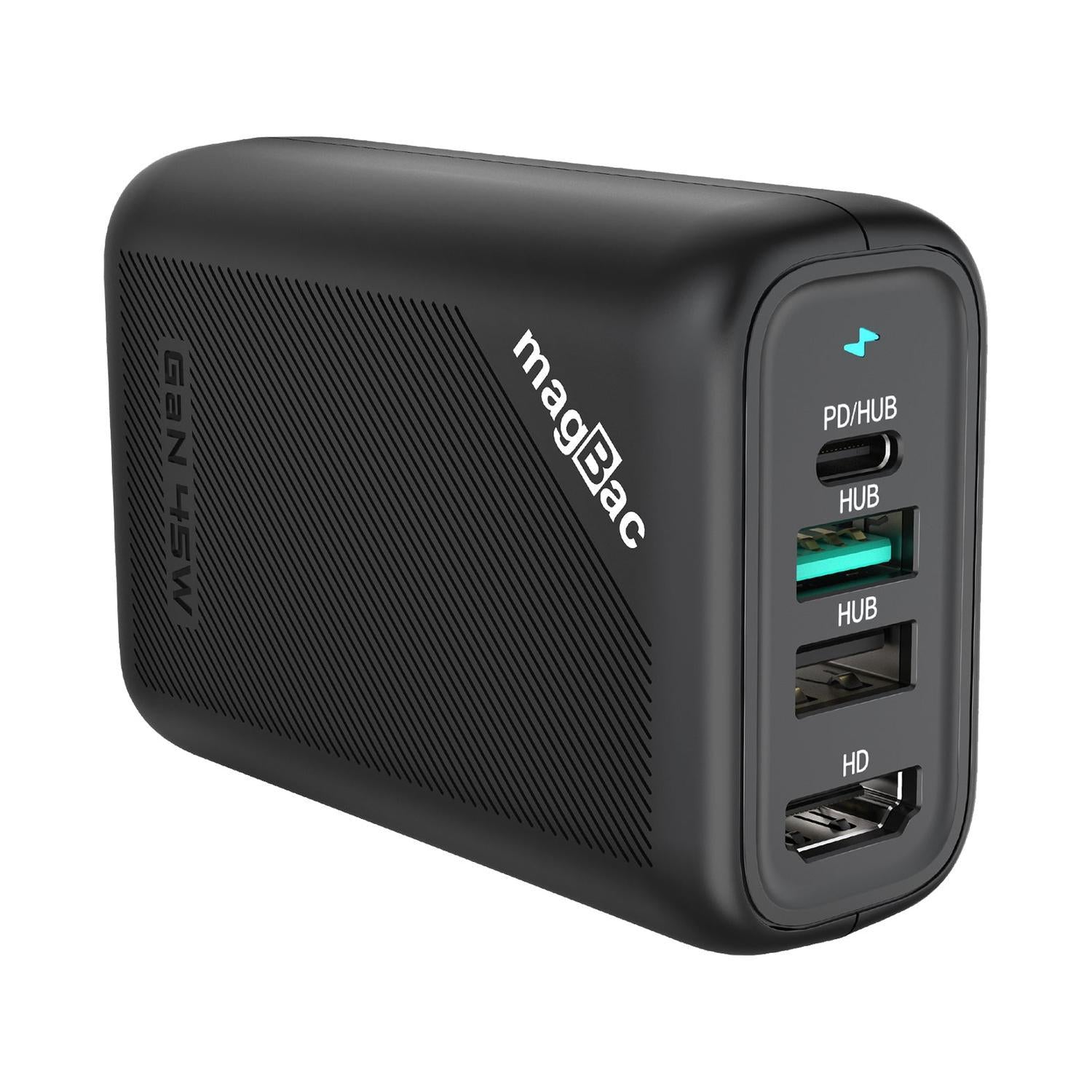 NÖRDIC Dokkingstasjon 4 porter 45W GaN hurtiglading USB-C HDMI 4K60Hz USB-C 5Gbps