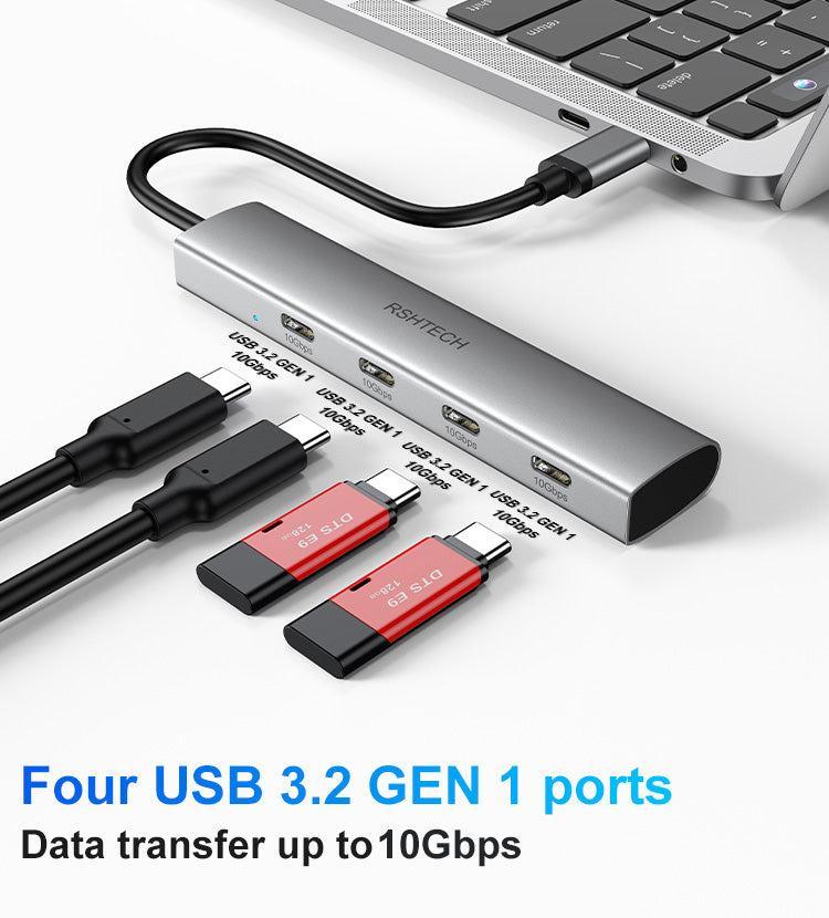 NÖRDIC Gen2 3.2 USB-C 4-porters Hub 10Gbps 19cm kabel 4xUSB-C
