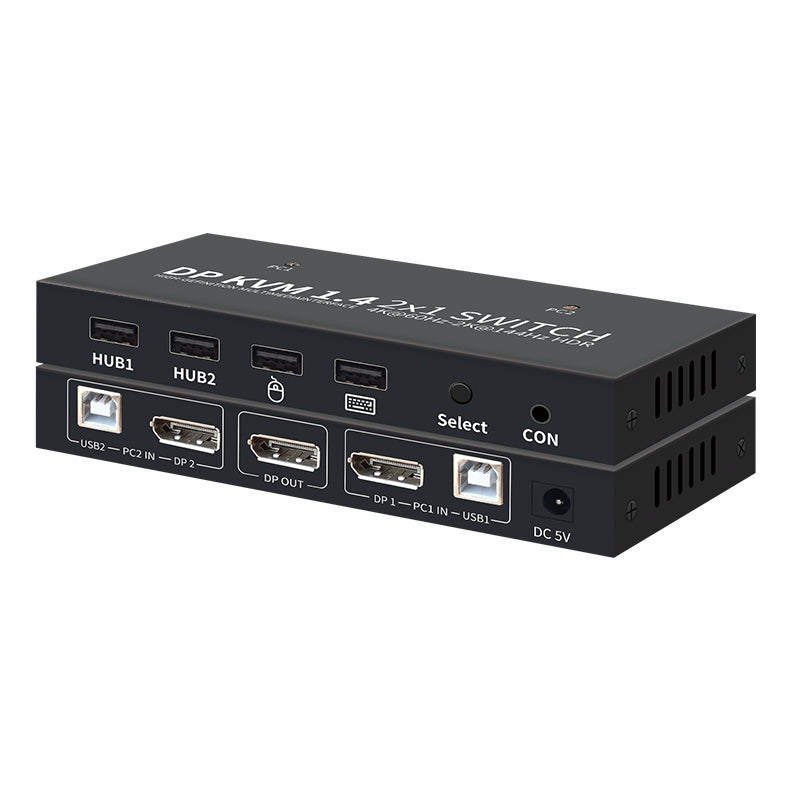 NÖRDIC KVM Switch 2 PC til 1 DisplayPort 1.2 4K60Hz og 4x USB-port HDCP 2.2
