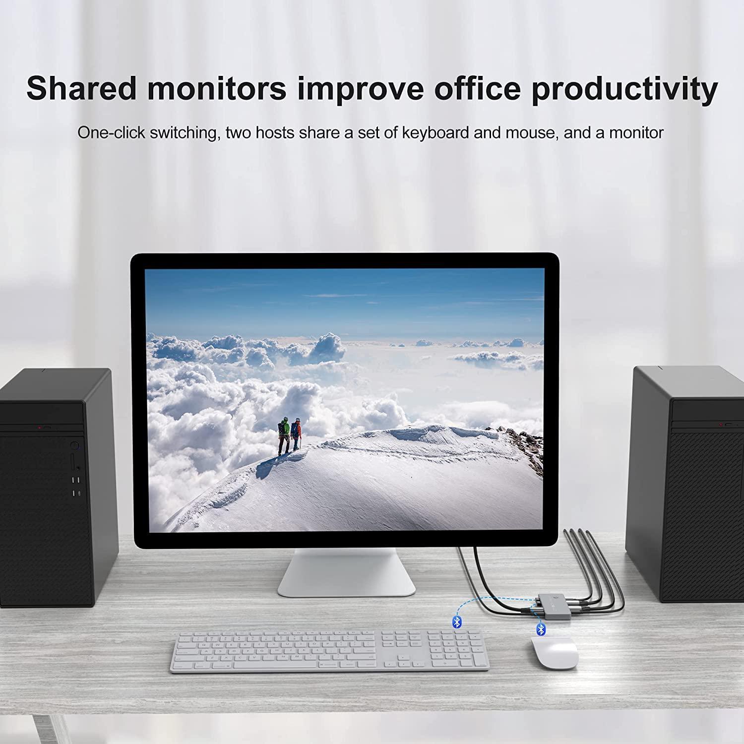 NÖRDIC KVM-svitsj 2xPC til 1xDP 8K 60Hz 3xUSB-A 2.0