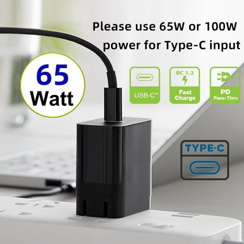 NÖRDIC Ladekabel for bærbar PC USB-C til DC 5,5x2,5 mm 65 W PD 1,5 m