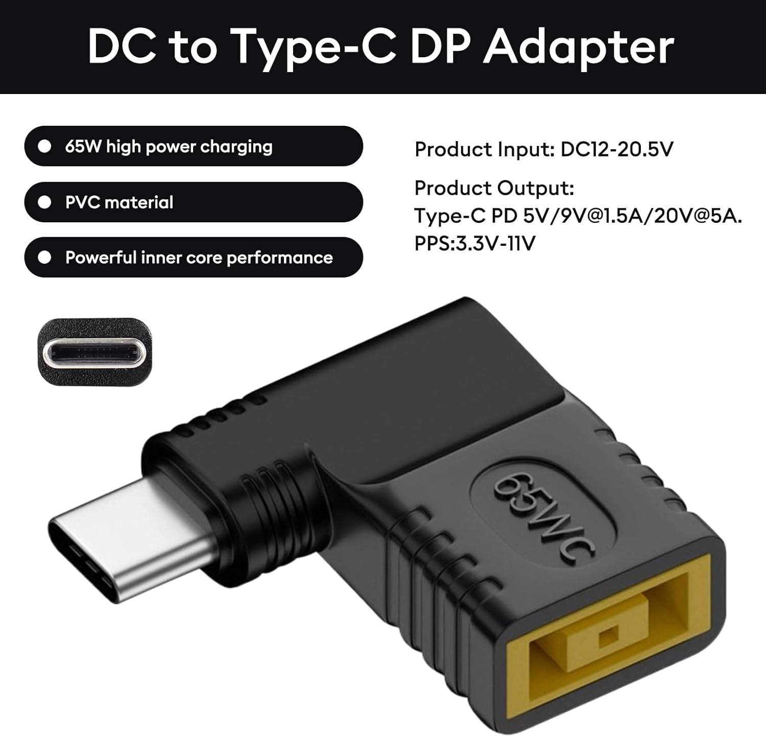 NÖRDIC Vinklet Lenovo Square Yellow til USB-C-adapter