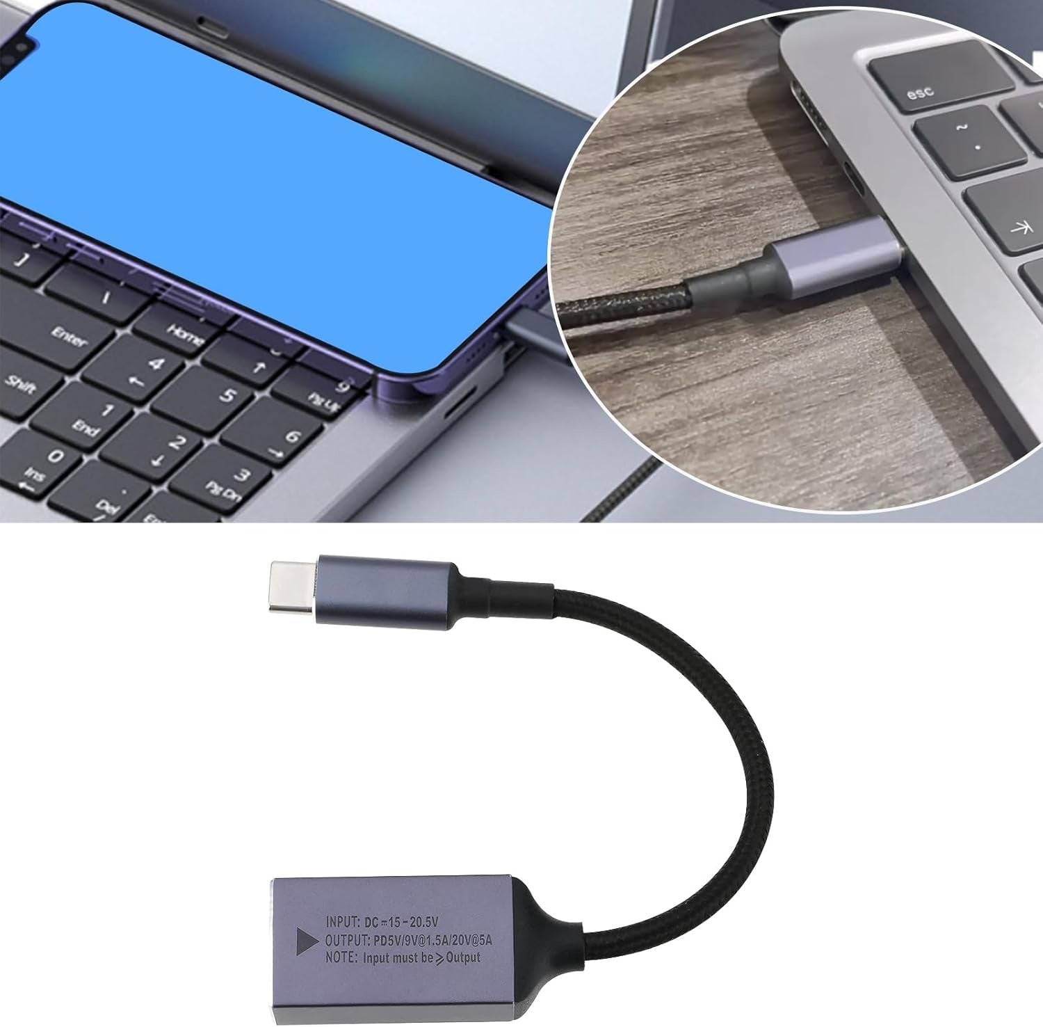 NÖRDIC Lenovo Square Yellow til USB-C-adapter 17 cm