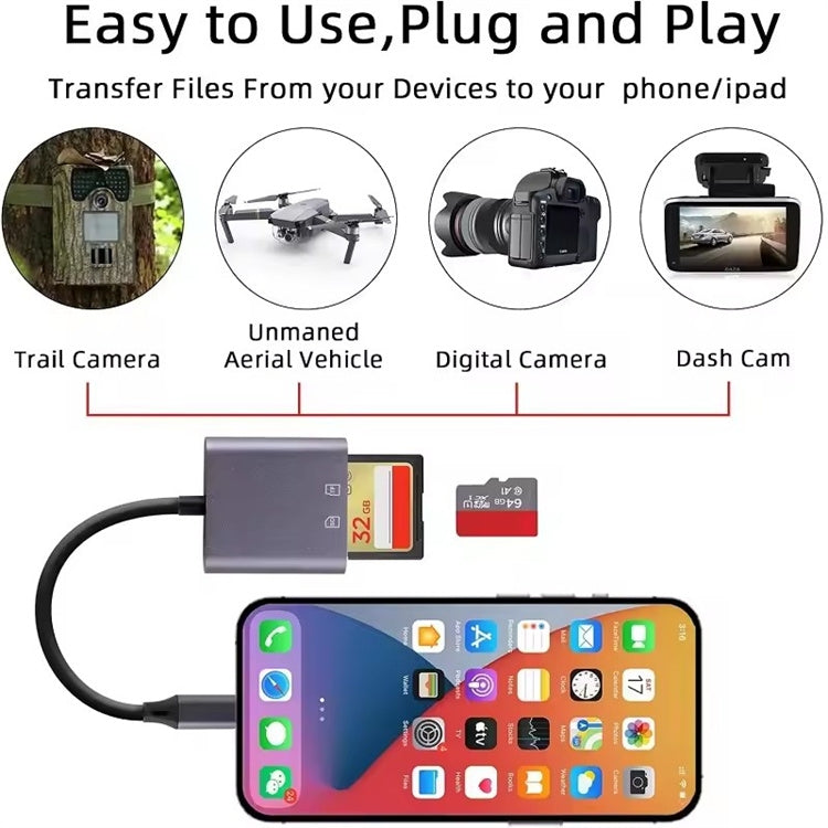 NÖRDIC Lightning-kortleser 2 spor SD, MicroSD UHS-I
