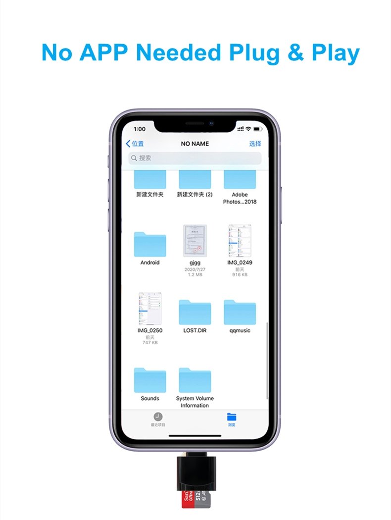 NÖRDIC Lightning-kortleser MicroSD UHS-I