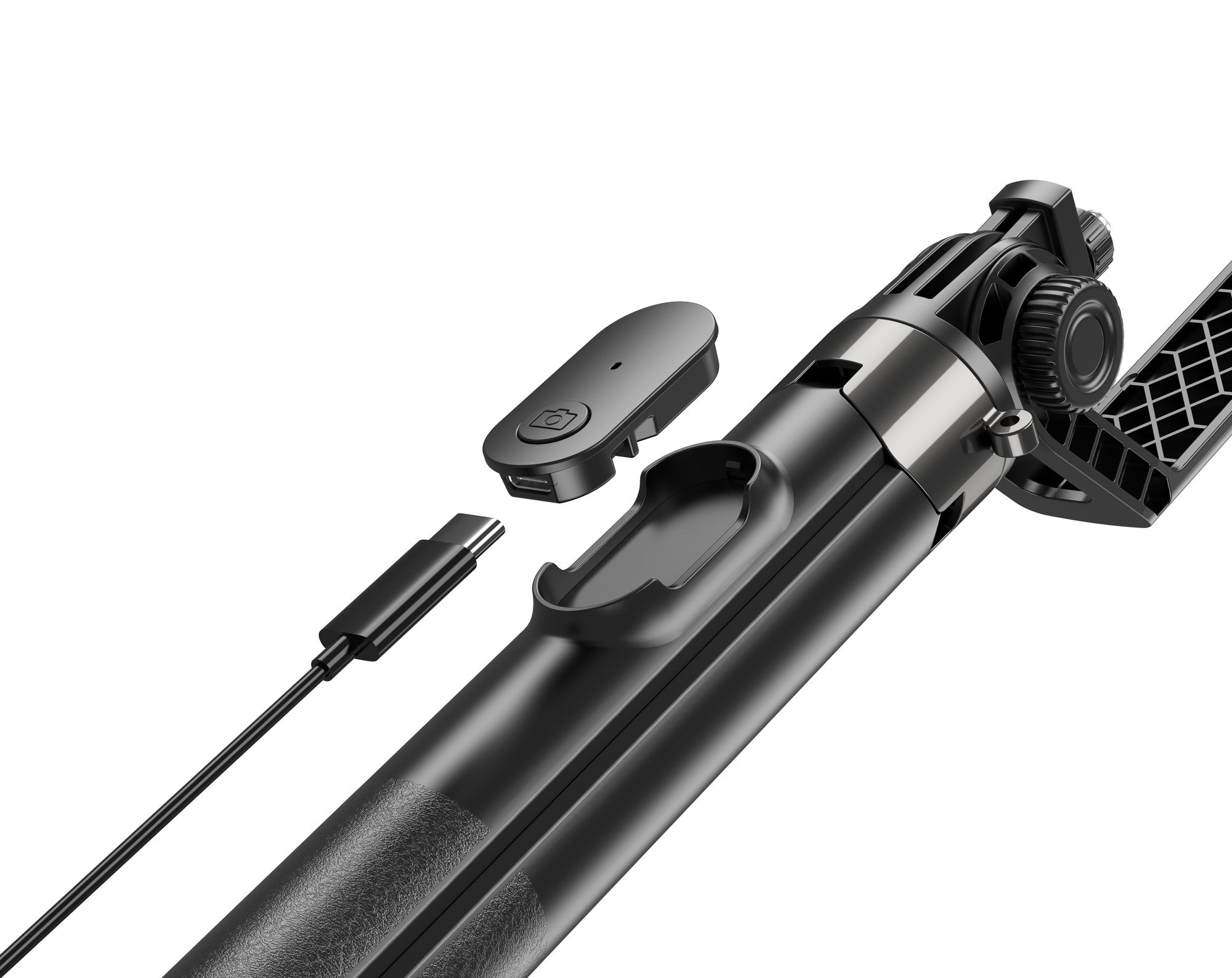 NÖRDIC Selfie-stang for smarttelefon live streaming, elektrisk sugekopp, uttrekkbar monopod med Bluetooth-stativ