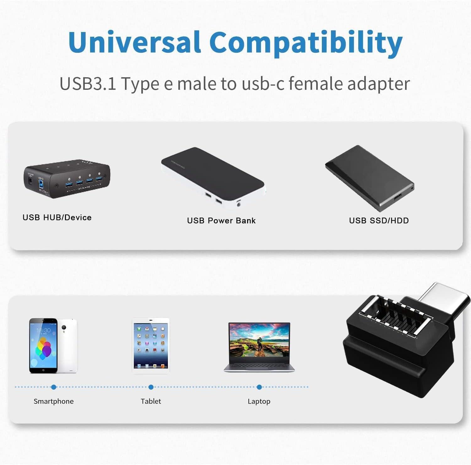 NÖRDIC Type E hunn til USB-C hann 90 graders vinklet adapter