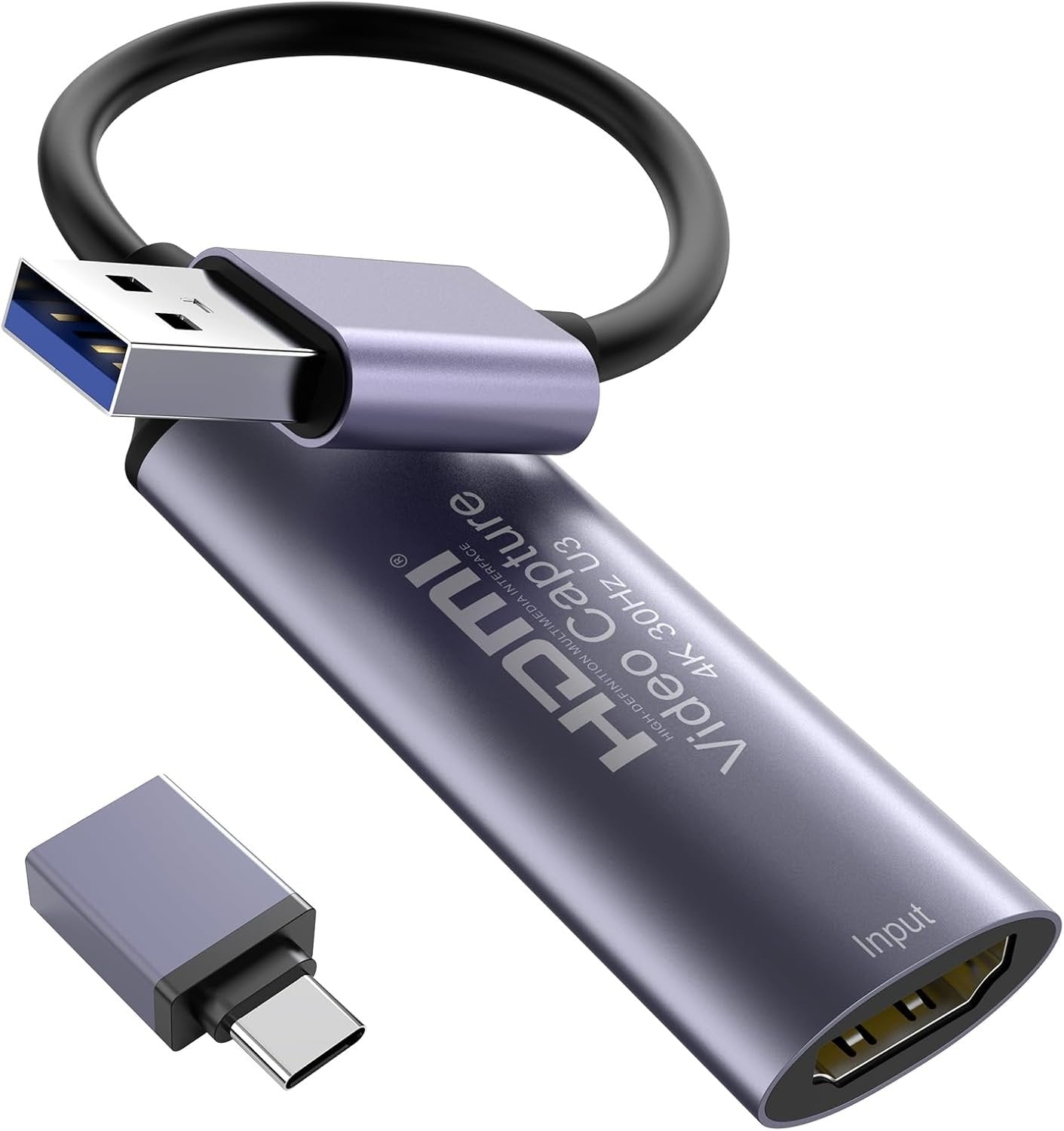 HDMI 4K 30Hz til USB3.0-adapter for videoopptak USB-A og USB-C