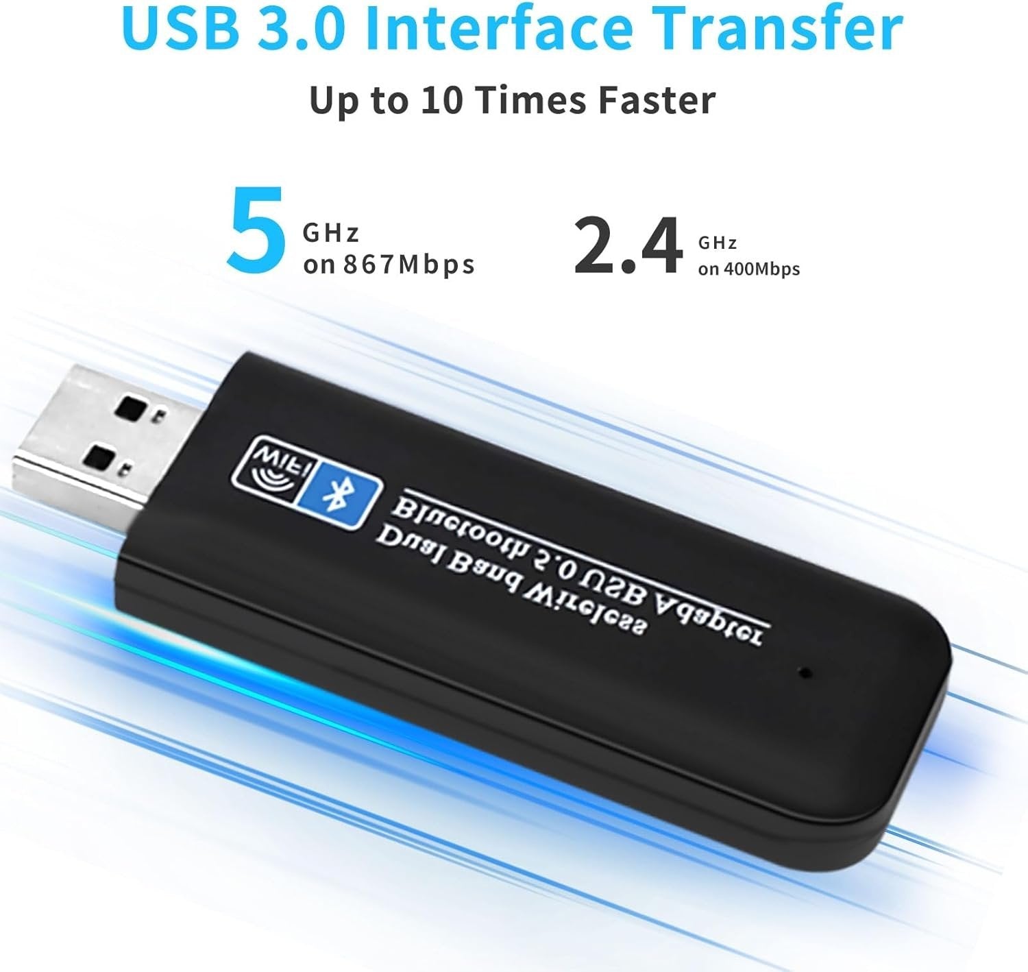 NÖRDIC WIFI6 Bluetooth 5.0 trådløs USB 3.0-adapter Dual Band 2.4/5.8GHz 1300Mbps