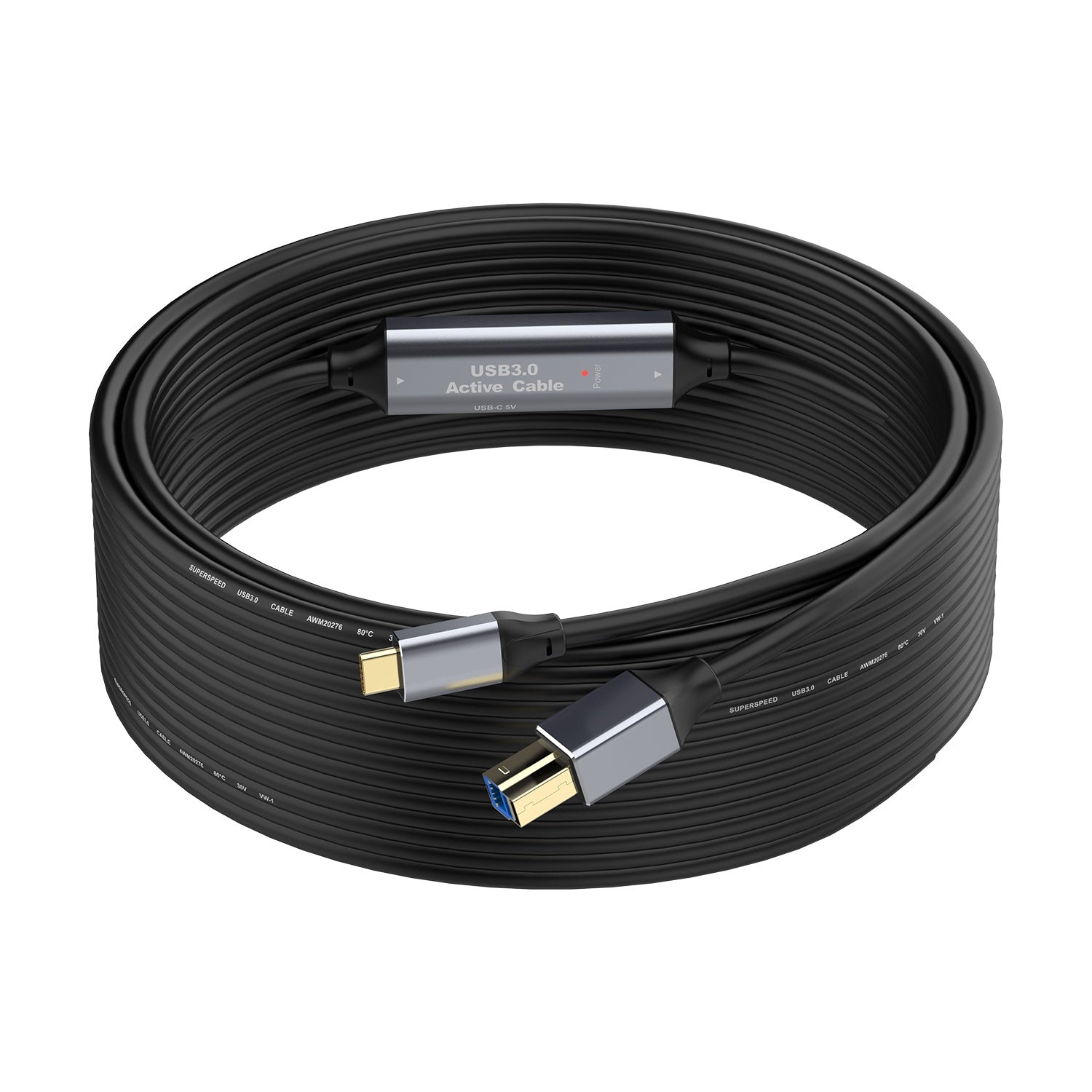 NÖRDIC USB 3.0-kabel USB-C til USB-B 5Gbps 10m USB-skriverkabel