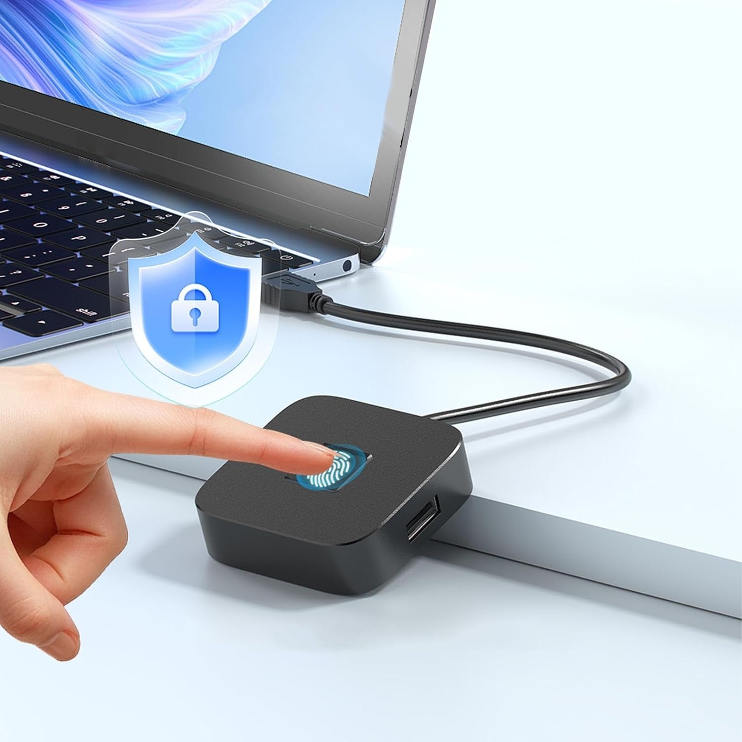 NÖRDIC USB A+C Fingeravtrykksleser for Windows 10/11, Rask biometrisk fingeravtrykksleser
