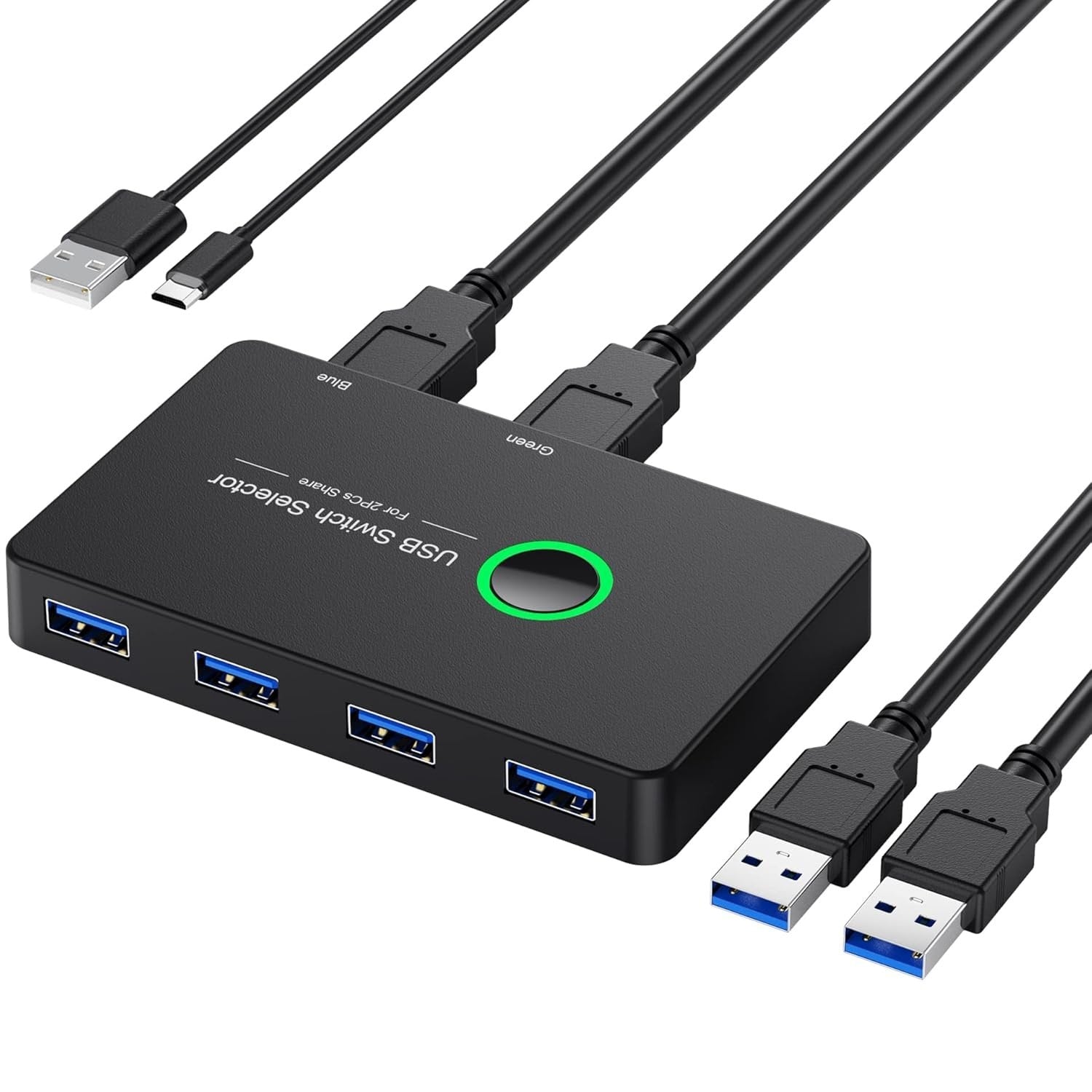 NÖRDIC USB-A Switch 2 datamaskiner til 4 USB-A 3.1 5Gbps