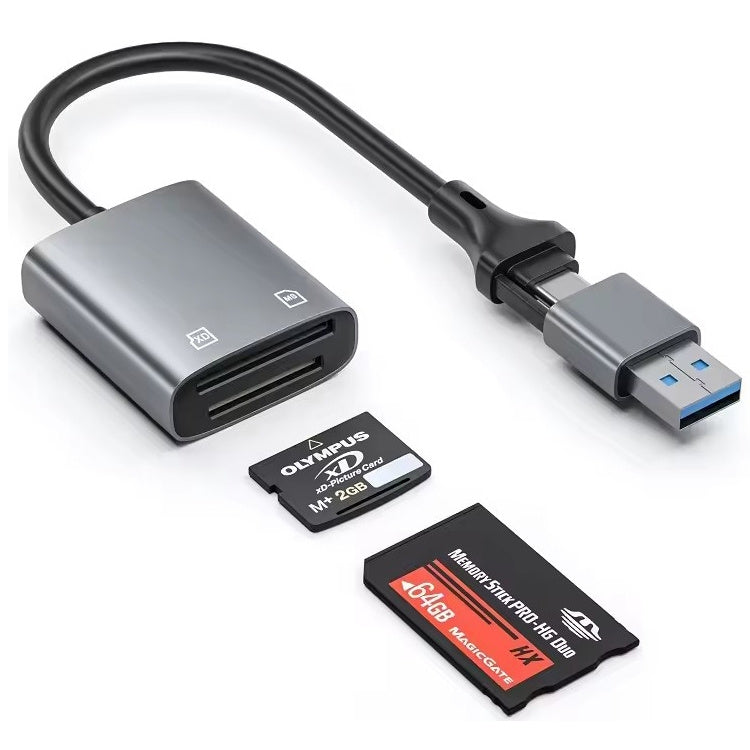 NÖRDIC USB-C/USB-A kortleser 2 spor MS, xD UHS-I