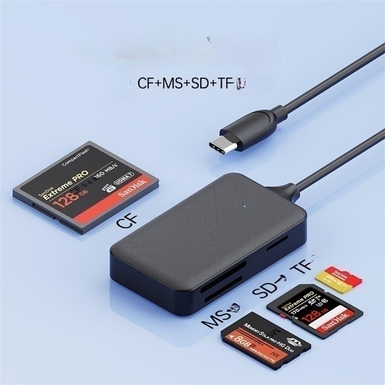 NÖRDIC USB-C kortleser 4 spor CF, SD, MicroSD, MS UHS-I