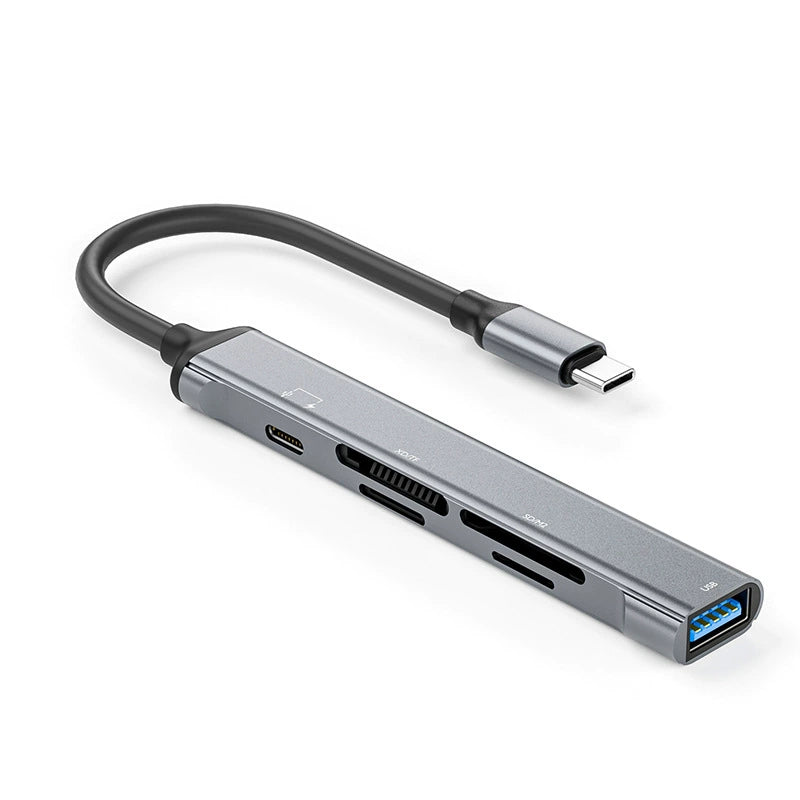 NÖRDIC USB-C-kortleser 4 spor SD, MicroSD, MS, M2 1xUSB-C 1xUSB-A UHS-I