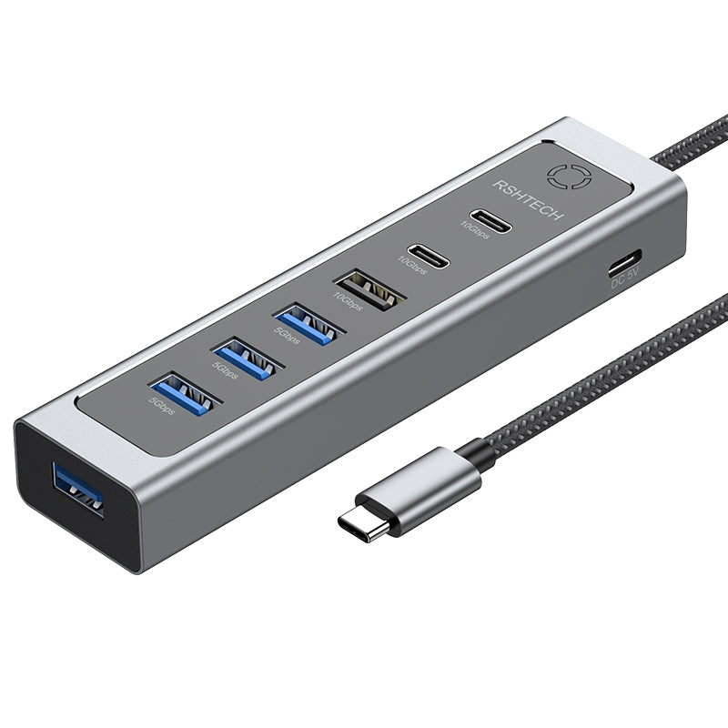 NÖRDIC USB-C Hub 2xUSB-C 10G 1xUSB-A 10G 4xUSB-C 5G 60cm cable