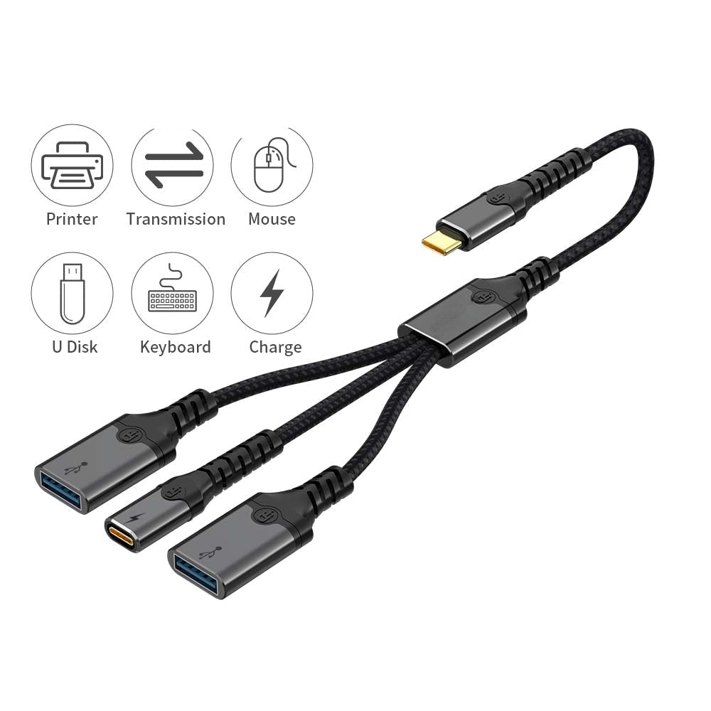 NÖRDIC USB-C Hub til 1xUSB-C PD60W 2xUSB-A